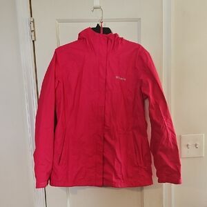 Columbia Women's Bright Pink Wind Breaker/Raincoat - Size Large